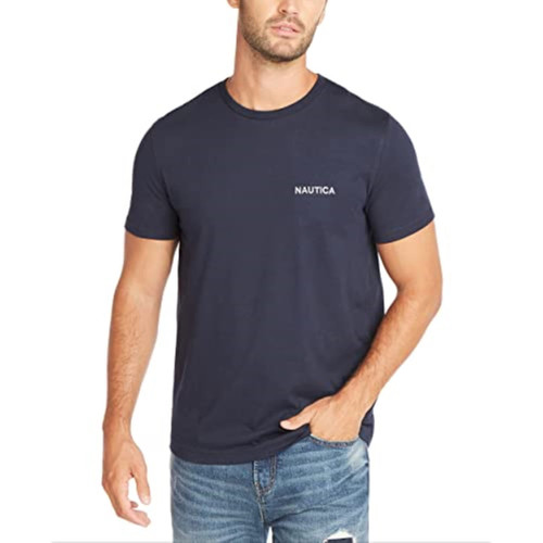 Nautica Men's Short Sleeve Crew Neck T-Shirt, Navy Solid, X-Large