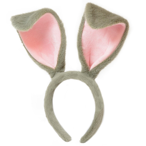 Bunny Ears Headband, Plush Rabbit Ears Headband, Bunny Costume for Women Girls, Halloween Party Cosplay Dress up Bunny Costume Accessories for Kids and Adults (Gray)