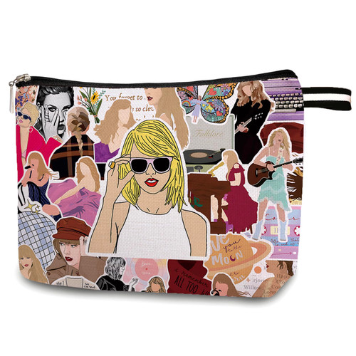 SUNFYCN Singer Swifite Merch Makeup Bag, Albums, Eras Tour Inspired Zipper Pouch Cosmetic Bag for TS Fans, Singer Merchandise Music Lover Gifts Red Speak now Folklore Midnights13C141