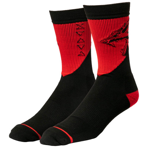 Jinx The Witcher 3 Wolf Attack Embroidered Athletic Crew Socks, Black/Red, 1 Pair