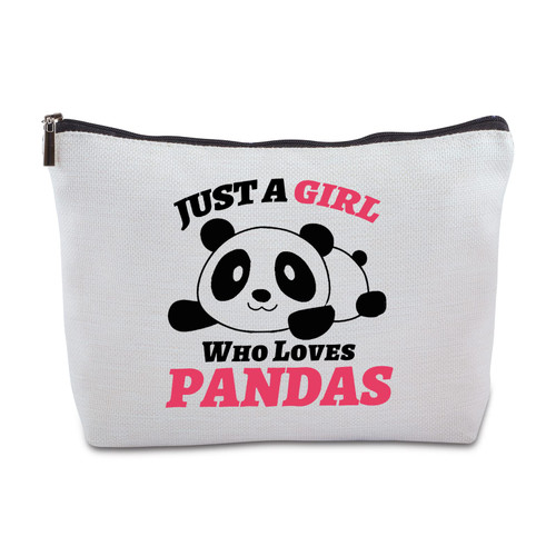 Panda Gifts for Women Panda Just a Who Loves Pandas Zipper Travel Cosmetic Bag Animal Pandas Lover Gift Funny Birthday Christmas Gifts for Sister