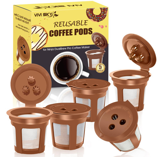 VIVI SKY Reusable Coffee Filter for Ninja Coffee Maker, 4 cone Coffee Maker Filter #4 for Ninja Dual Brew Coffee Maker Ninja Coffee Accessories (5* K Cups)
