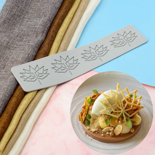 Sugar Edible Leaf Lace Cake Silicone Embossing Mat Fondant Impression Lace Mat Decorating Mold Gum Paste Cupcake Topper Tool Icing Candy Imprint Baking Moulds Sugarcraft (G_11.08*2.56*0.1inch)