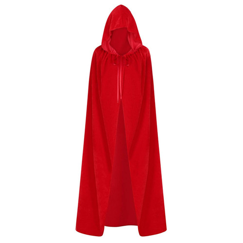 ODOCARE 59Inch Red Cloak with Hood Women, Hooded Cape Cloak for Women Halloween Witch Vampire Wizard Raven Cosplay Costume(red)