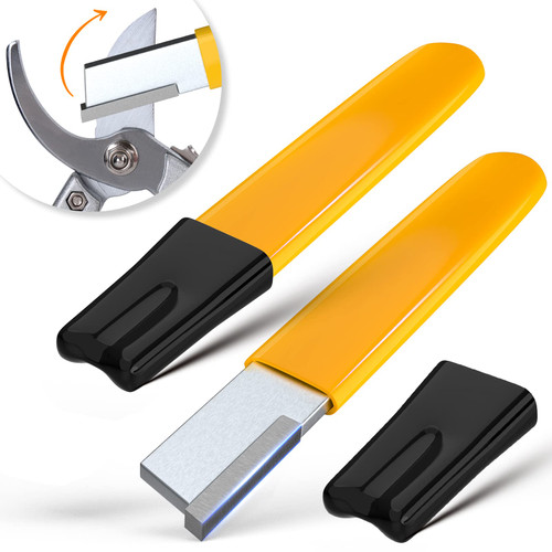 Garden Tool Sharpener Blade Sharpening - 2 Pack Speedy Sharp Knife Shear Pocket Sharpener for Pruners Scissors (Yellow)