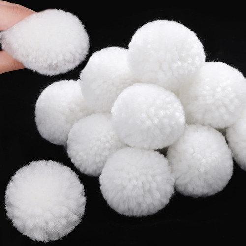 20 Pieces Yarn Pom Poms Christmas Yarn Pom Poms Pom Pom Balls for DIY Handmade Crafts Home Christmas Thanksgiving Party Holiday Hanging Decorations (White, 2.5 Inch)