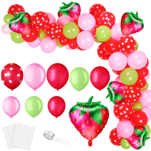 Lenwen 109 Pcs Strawberry Party Balloons Garland Arch Kit, Strawberry Birthday Party Decorations with Red Dot Strawberry Balloons for Girls Berry First Sweet One Themed Birthday Baby Shower Party Lenwen 109 Pcs Strawberry Party Balloons Garland Arch Kit, Strawberry Birthday Party Decorations with Red Dot Strawberry Balloons for Girls Berry First Sweet One Themed Birthday Baby Shower Party