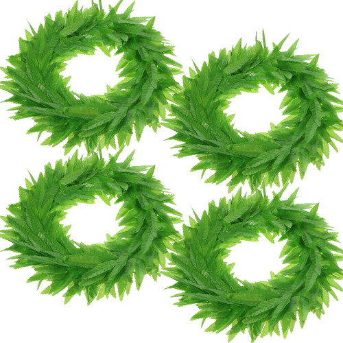Tropical Fern Leaf Headband, Hawaiian Tropical Leis Headband, Fern Leaf Headband Toga Headwear (Knitted Fabric, 4 Pieces)