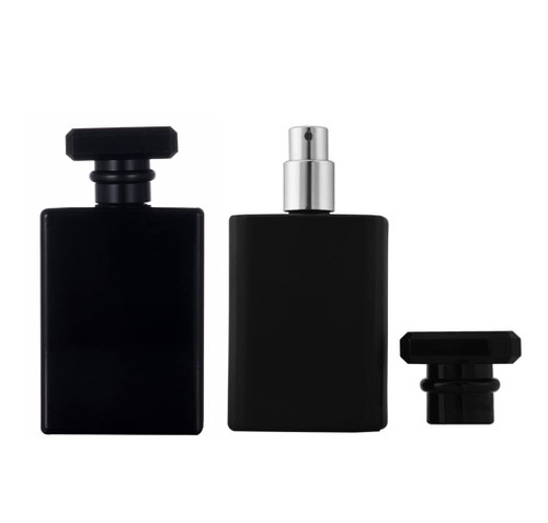 YORROR 2 Pack Black Glass Perfume Atomizer,100ml Empty Refillable Perfume Spray Bottle for Men and Women,Portable Fragrance Fine Mist Spray Bottle Perfume Dispenser for Travel