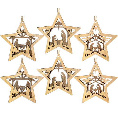 6 Pieces Christmas Nativity Scene Ornaments Jesus Christ Christmas Ornaments Wood Hanging Christian Ornaments Star Shape Nativity Scene Keepsakes Rustic Wooden Christmas Tree Decorations for Xmas 6 Pieces Christmas Nativity Scene Ornaments Jesus Christ Christmas Ornaments Wood Hanging Christian Ornaments Star Shape Nativity Scene Keepsakes Rustic Wooden Christmas Tree Decorations for Xmas