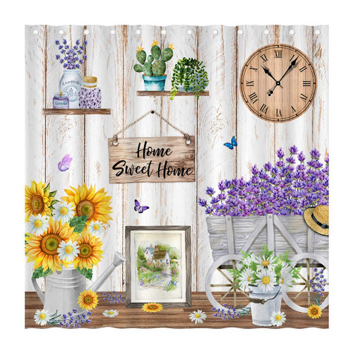 Juirnost Farmhouse Country Shower Curtain Vintage Country Rustic Shower Curtain for Bathroom Bathtubs Farmhouse Antique Wood Bathroom Decor Polyester Fabric 72" x 72"