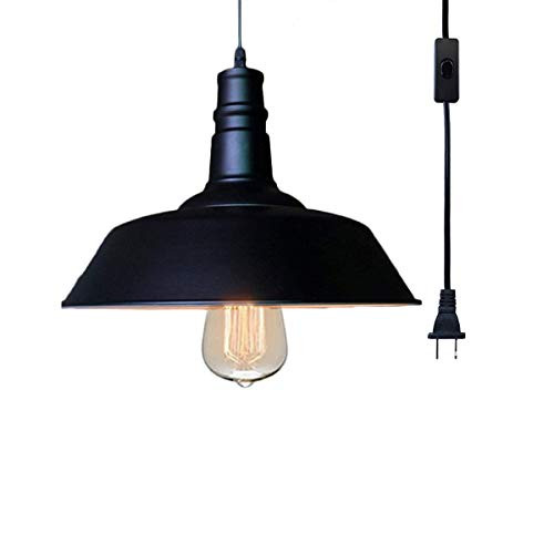 FadimiKoo Plug in Pendant Light E26 E27 Industrial Hanging Pendant Lights Vintage Hanging Light Fixture with 13.12ft Cord On/Off Switch 1 Pack