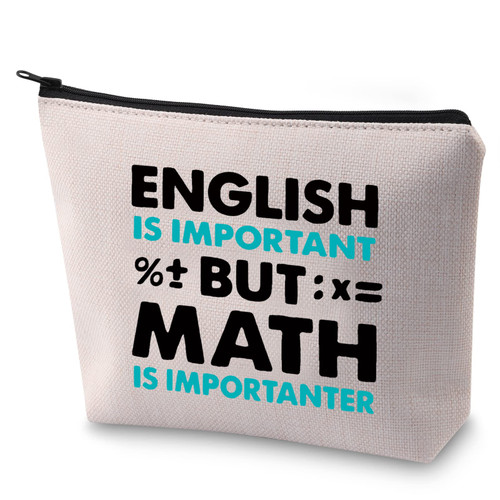 BLUPARK Math Teacher Makeup Bag Math Teacher Appreciation Gift Math is Importanter Cosmetic Bag for Mathematician (Math is Importanter)