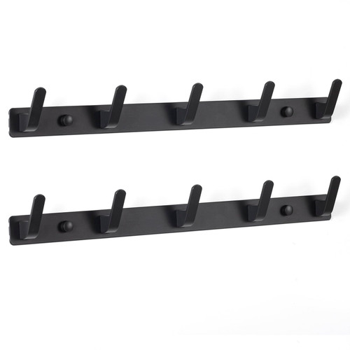 Coat Rack Wall Mount 2PCS Coat Hanger Wall Mount 5 Hooks Coat Hooks Wall Mount Modern Heavy Duty Hanging Rack Metal Coat Hooks Wall Mount for Coat Hat Towel Purse Keys Robes Mudroom Bathroom Entryway