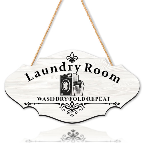 KOKOLAP Laundry Room Wood Sign,Laundry Room Hanging Sign Wall Decor,Laundry Room Sign for Door Wood Plaque Decoration,Rustic Laundry Room Decor and Accessories for Washroom Farmhouse Home Gift Decor
