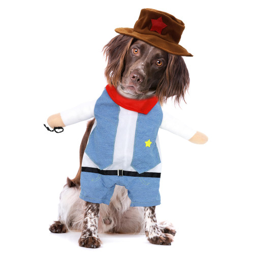 NACOCO Halloween Cowboy Dog Costume - Pet Clothes Costumes with Hat for Dog and Cat Blue(L)