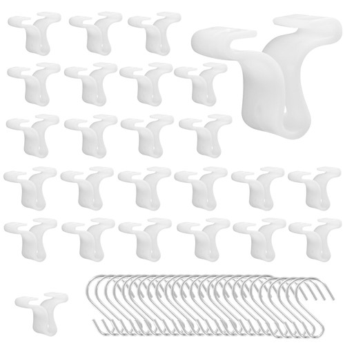 LifCratms 25Pcs Drop Ceiling Hooks, Ceiling Grid Clips Suspended Tile Hanging Hooks Ceiling Hanger with Metal S-Hooks for Hanging Plants Home Office Classroom Signs Decoration
