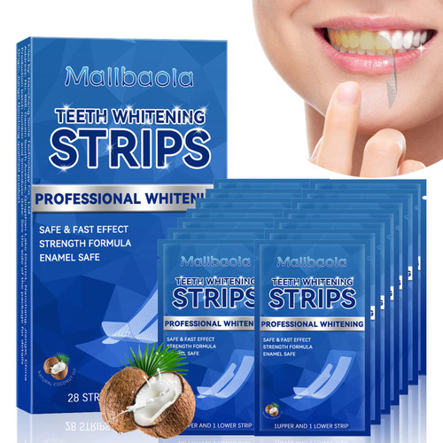Teeth Whitening Strips, 28 PCS White Strips for Teeth Whitening Fast Remove Years of Stains, Professional Whitening Strips for Teeth Sensitive, No-Slip Teeth Whitening Strip Kit (Coconut Flavor)