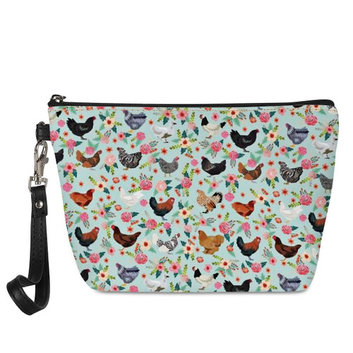 Amzbeauty Chicken Flower Makeup Bag PU Leather Purse Toiletry Pouch Travel Cosmetic Bags with Zipper, Gift for Women Amzbeauty Chicken Flower Makeup Bag PU Leather Purse Toiletry Pouch Travel Cosmetic Bags with Zipper, Gift for Women