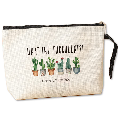 Jztco Funny Gifts for Women Plant Lover Gifts Gardening Gifts for Women Gardeners Housewarming Gifts Unique Gift for Plant Lady Mom Makeup Bag Plant Lover Stuff - What The Fucculent