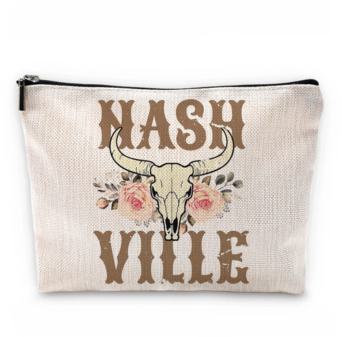 Sufamb Nashville Retro Western Floral Bull Skull Makeup Bag,Western Country Cowgirl Cosmetic Pouch,Christmas Birthday Gifts for Teen Girls Best Friends,Cowgirl Gifts for Girls Sufamb Nashville Retro Western Floral Bull Skull Makeup Bag,Western Country Cowgirl Cosmetic Pouch,Christmas Birthday Gifts for Teen Girls Best Friends,Cowgirl Gifts for Girls