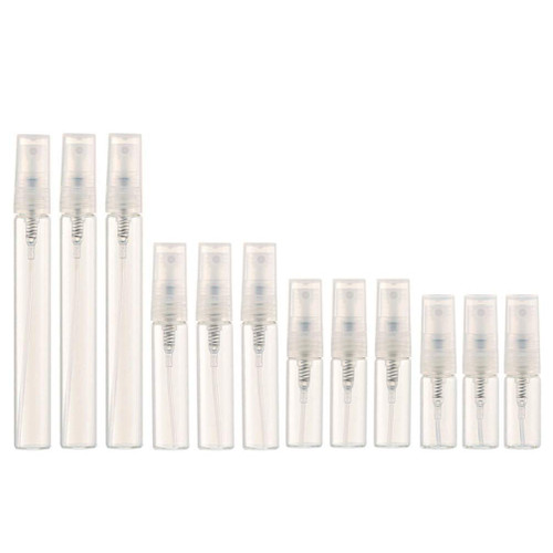 Lurrose 12PCS Fine Mist Mini Spray Bottle 2ml/3ml/5ml/10ml Portable Refillable Glass Perfume Atomizer Travel Subpackaging Bottles Sprayers for Cleaning, Travel, Essential Oils