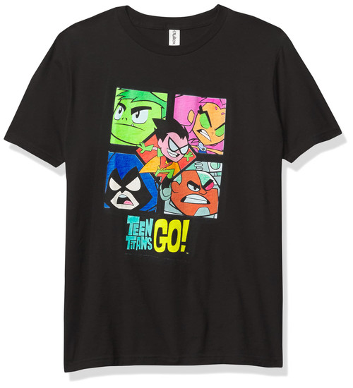 Warner Brothers Teen Go Titans Boxed Boy's Premium Solid Crew Tee, Black, Youth Large
