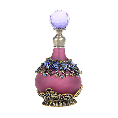 Rayberro Vintage Flower Perfume Bottle,25ml Refillable Empty Container Essential Oils Dropper Bottle Decorative Glass Perfume Bottle Women Girl Gift (Purple)