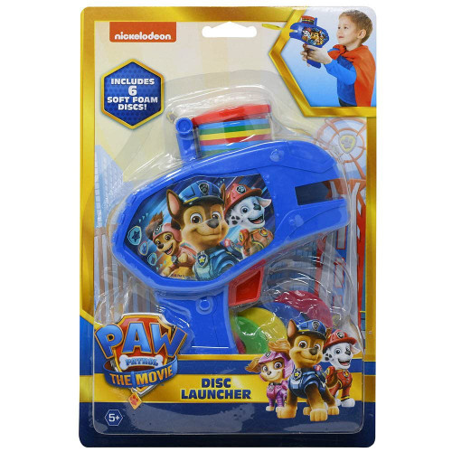 What Kids Want Paw Patrol Foam Disc Launcher - Paw Patrol Movie Toy Foam Gun Playset for Kids, Includes 6 Soft Discs, Featuring Chase, Marshall, and Liberty, for Birthday Party Favor Bags