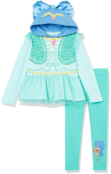 Shimmer and Shine Toddler Girls' Long Sleeve -Costume Tee & Leggings 2-Piece Set, Mint, 2T