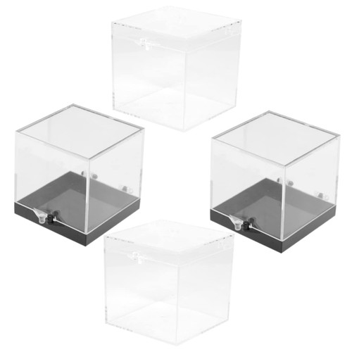 FUNOMOCYA 4Pcs Boxes Display Box Storage Boxes Displaying Boxes Desktop Organizer Shelf Clear Plastic containers Jewelry Organizer case Acrylic Cubes for Display Clear Square Cube Mini gem