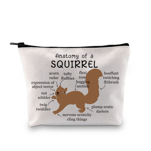 G2TUP Squirrel Cosmetic Bag Anatomy Of a Squirrel Makeup Bag Squirrel Lover Gift Squirrels Zipper Pouch Bag (Squirrel Makeup Bag)