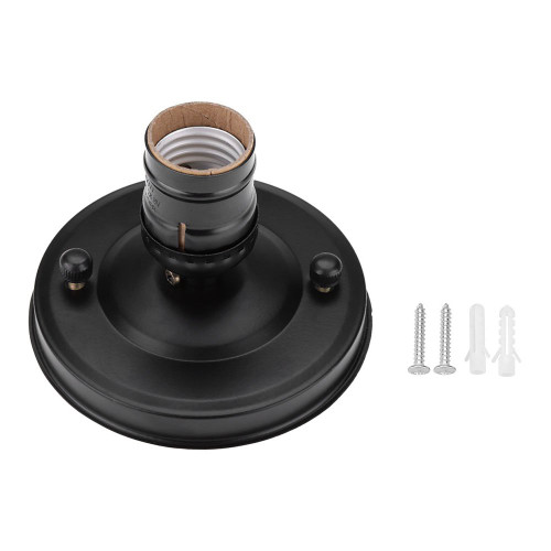 Ceiling Light Holder,E26 E27 Vintage Industrial Pendant Bulb Base Holder Set Decorative Pendant Bulb Lamp Socket with Mounting Screw DIY Lighting Accessories(Black)