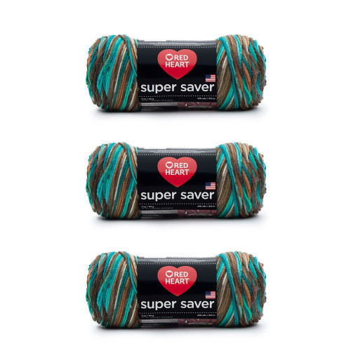 Red Heart Super Saver Yarn, 3 Pack, Reef 3 Count Red Heart Super Saver Yarn, 3 Pack, Reef 3 Count