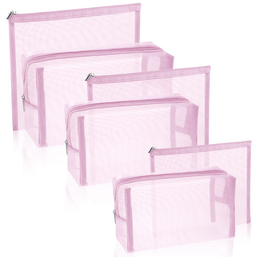 6 Pieces Mesh Makeup Bags Mesh Cosmetic Bag Portable Travel Organizing Zipper Pouch Toiletries Makeup Pouches for Home Office Travel Accessories (Light Pink) 6 Pieces Mesh Makeup Bags Mesh Cosmetic Bag Portable Travel Organizing Zipper Pouch Toiletries Makeup Pouches for Home Office Travel Accessories (Light Pink)