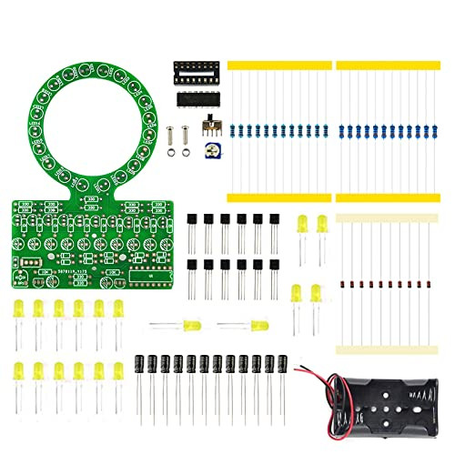 DIY Electronic Kits Projects kit Set Gradient LED Page Loading Circular Symbol Production kit Electronic DIY Parts 4017 NE555 Welding Training (Yellow)