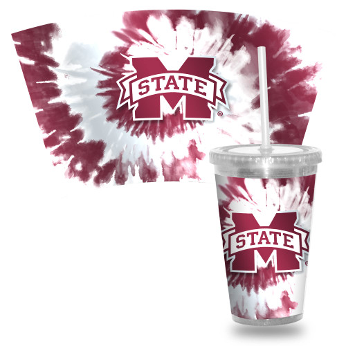 Rico Industries NCAA Mississippi State Bulldogs Metallic Tye Dye 16oz Clear Tumbler W/Straw Rico Industries NCAA Mississippi State Bulldogs Metallic Tye Dye 16oz Clear Tumbler W/Straw