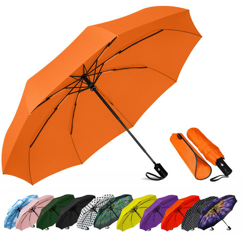 SIEPASA Windproof Travel Compact Umbrella-Automatic Umbrellas for Rain-Compact Folding Umbrella, Travel Umbrella Compact, Small Portable Windproof Umbrellas for Men Women Teenage. (S-Orange)