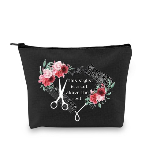 G2TUP Hairdresser Cosmetologist Gift for Hair Stylist Women Cosmetic Bag Barber Floral Pouch This Stylist is a Cut Above the Rest (Hair Stylist makeup bag-black) G2TUP Hairdresser Cosmetologist Gift for Hair Stylist Women Cosmetic Bag Barber Floral Pouch This Stylist is a Cut Above the Rest (Hair Stylist makeup bag-black)