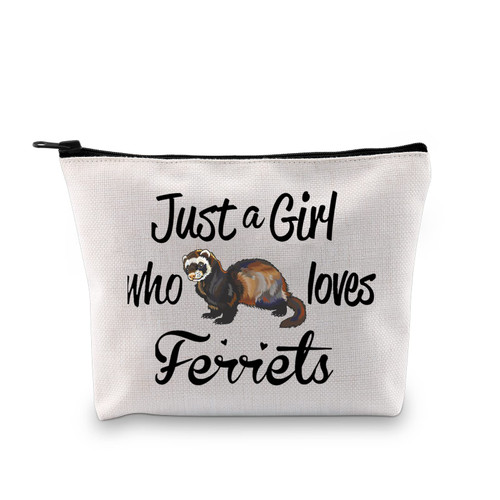 VAMSII just a Girl who Loves Ferrets Cosmetic Bag Ferret Gifts for Ferret Lovers Zipper Pouch Ferret Owner Gift (Ferret Makeup Bag)