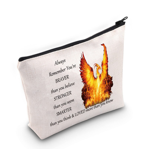 LEVLO Phoenix Bird Cosmetic Make up Bag Phoenix Inspirational Gift Phoenix You Are Braver Stronger Smarter Than You Think Makeup Zipper Pouch Bag (Phoenix Bag) LEVLO Phoenix Bird Cosmetic Make up Bag Phoenix Inspirational Gift Phoenix You Are Braver Stronger Smarter Than You Think Makeup Zipper Pouch Bag (Phoenix Bag)