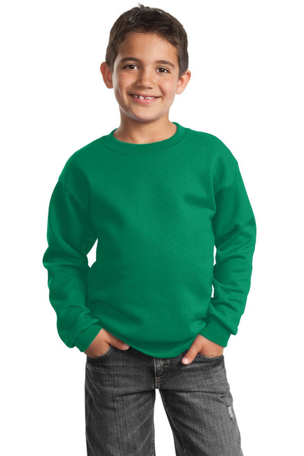 PORT AND COMPANY Crewneck Sweatshirt (PC90Y) Kelly Green, XS