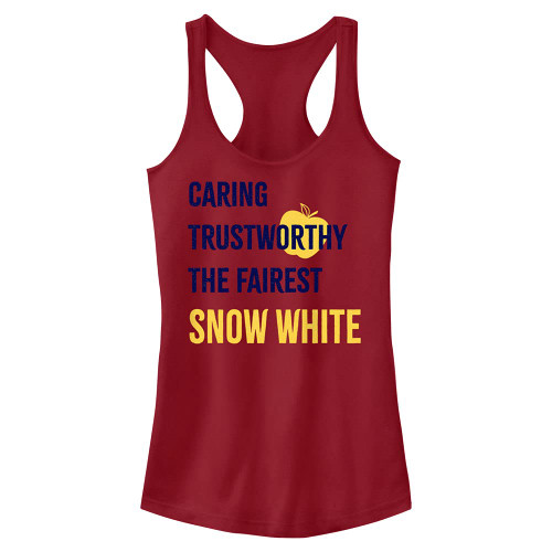 Disney Junior's Princess List Snow White Slim Fit, Scoop Hem Racerback Tank, Scarlet, XX-Large Disney Junior's Princess List Snow White Slim Fit, Scoop Hem Racerback Tank, Scarlet, XX-Large