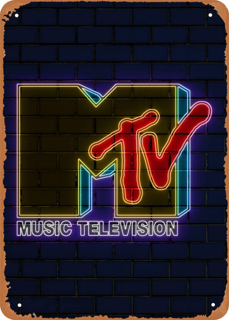 Music Neon Signs MTV Retro neon Sign Plaque Poster Metal Tin Sign 8" x 12" Vintage Retro Wall Decor