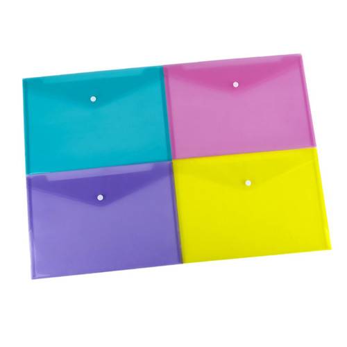 12pcs a4 Plastic Clear Plastic envelopes Plastic File folders Plastic Envelope Folder a4 Document Folder foldgers Plastic Document Folder File Folder Bag Button Office Storage Bag