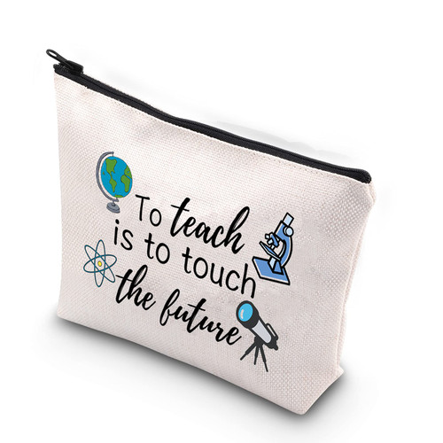 WCGXKO Science Teacher Gift To Teach Is To Touch The Future Teacher Stuff Zipper Pouch Makeup Bag (To teach Science)