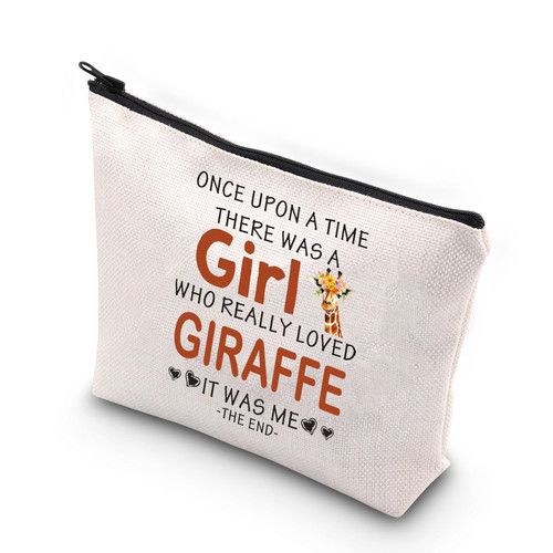 WCGXKO Giraffe Cosmetic Bag Once Upon A Time There Was A Girl Who Really Loved Giraffe Zipper Pouch Makeup Bag For Her (GIRAFFE) WCGXKO Giraffe Cosmetic Bag Once Upon A Time There Was A Girl Who Really Loved Giraffe Zipper Pouch Makeup Bag For Her (GIRAFFE)