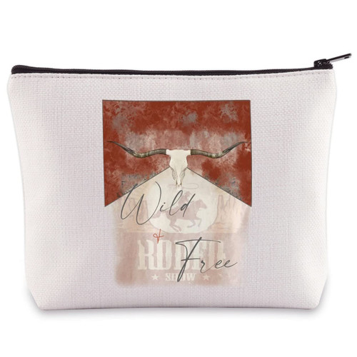 BWWKTOP Bull Skull Makeup Bag Western Country Southern Cowgirl Gifts Wild & Free Western Rodeo Zipper Pouch Bag (wild & free) BWWKTOP Bull Skull Makeup Bag Western Country Southern Cowgirl Gifts Wild & Free Western Rodeo Zipper Pouch Bag (wild & free)