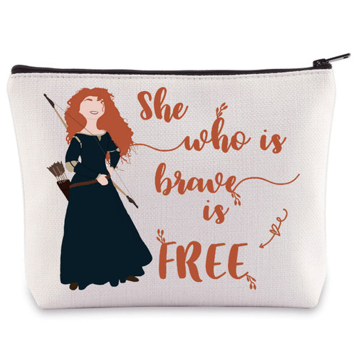 BWWKTOP Princess Merida Cosmetic Makeup Bag Brave Movie Fans Gift She Who Is Brave Is Free Zipper Pouch Bag For Movie Fans (Is Brave Is Free)