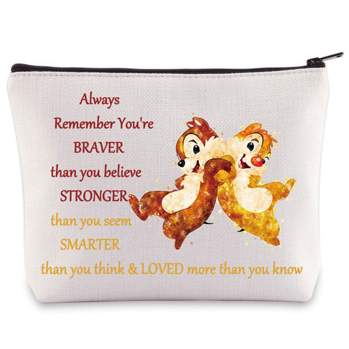 BWWKTOP Chip Squirrel Cosmetic Makeup Bag Dale Squirrel Gifts You Are Braver Stronger Smarter Than You Think Chip Makeup Zipper Pouch Bag Squirrel Merchandise (Always Chip & D)